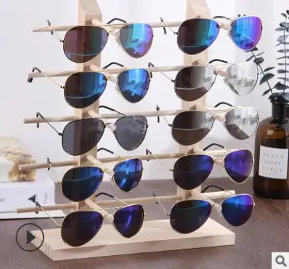 Multi Layers Wood Sunglass Display Rack Shelf Eyeglasses Show Stand Jewelry Holder for Multi Pairs Glasses Showcase WF 2 rows 5 layers