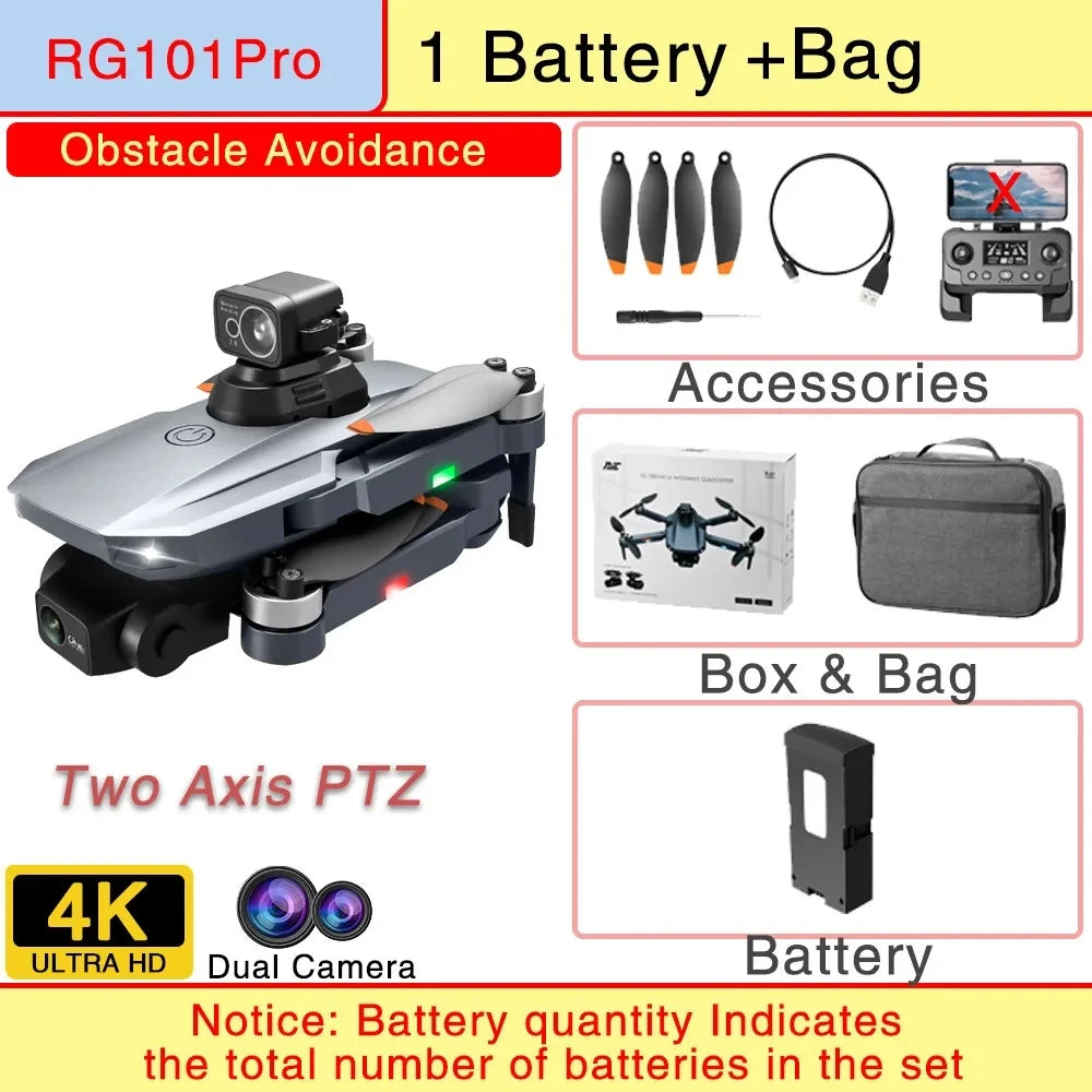 RG101 Pro GPS Drone 4K With 2-axis Gimbal HD Dual Camera 5G WIFI 360° Obstacle Avoidance Brushless Foldable Quadcopter Dron RG101 PRO OA 4K 1B CHINA