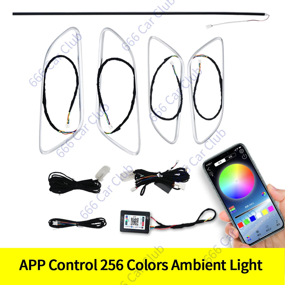 12 Colours Ambient Lights For Mercedes-Benz A/CLA/GLA W176 W117 W156 A45 CLA45 LED Car Air Vents Turbine Nozzle Decorate Lamp APP AmbientLight CN