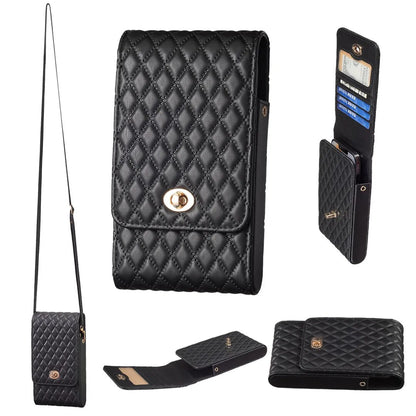 Wallet Small Fragrant Wind Bag With Shoulder Rope Case For iPhone Xiaomi Redmi Huawei OPPO VIVO Moto Google Nokia Realme Infinix Black