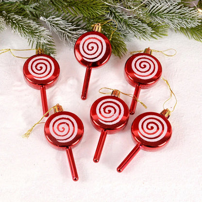 6pcs Christmas Lollipop Candy Cane Pendant Xmas Tree Hanging Ball Ornaments Christmas Decorations for Home 2024 New Year Gift