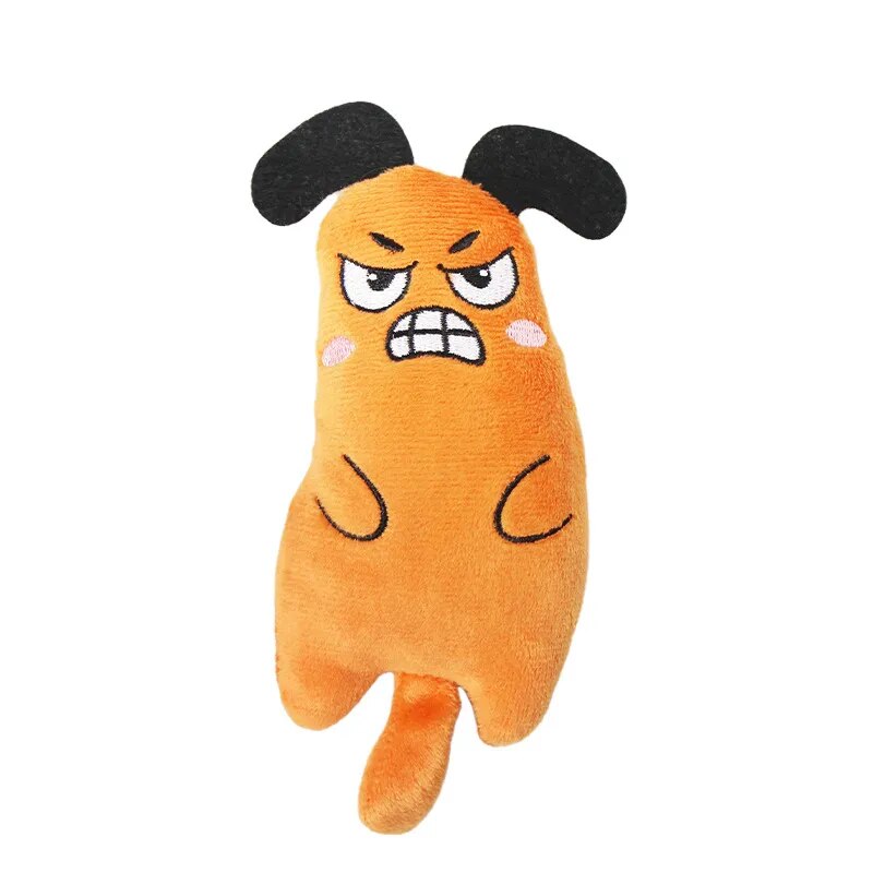 Teeth Grinding Catnip Toys Interactive Plush Cat Toy Mouse Shape Chewing Claws Thumb Bite Cat Mint For Cats Funny Little Pillow orange