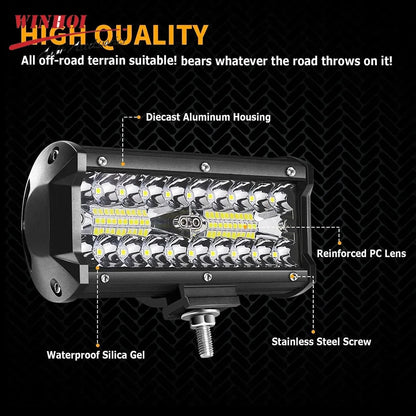 2PCS Car LED Light Bar Offroad 4x4 Spotlights Fog Lamp 12V Diode Headlight Truck Farm Tractor Boat SUV ATV Light Bar/work Light