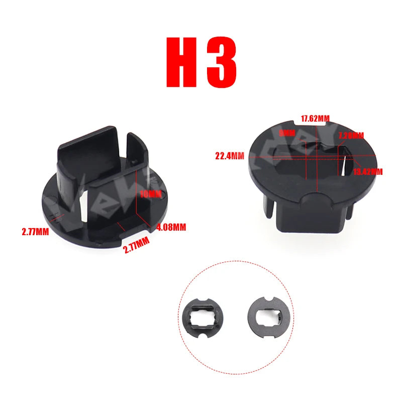 2Pcs Black Car LED Headlight Bulb Adapter Holder Base Sockets Retainer for H1 H3 H4 H7 H11 H13 9004 9005 9006 9007 H3