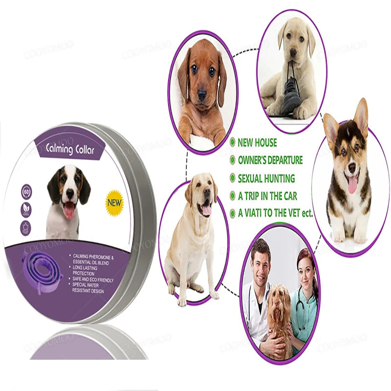 New Release 38/62CM Dog Calming Collar Cat Relieve Anxiety Protection Retractable Collars For Puppy Kitten Large Dogs Accessorie