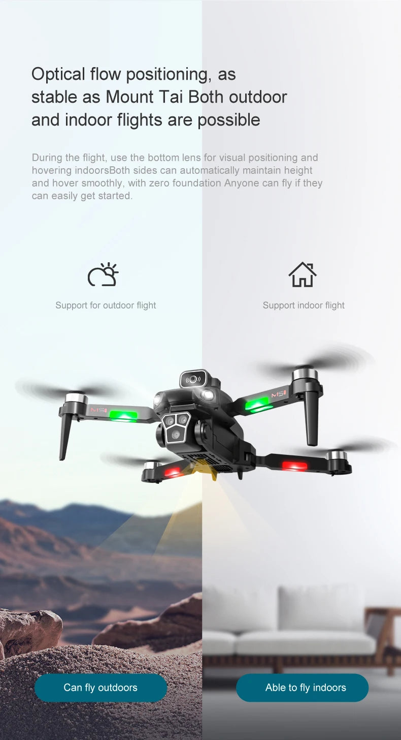 M1s Mini Drone 4k Profesional Three HD Camera Obstacle Avoidance Aerial Photography Brushless Motor Foldable Rc Quadcopter Toys