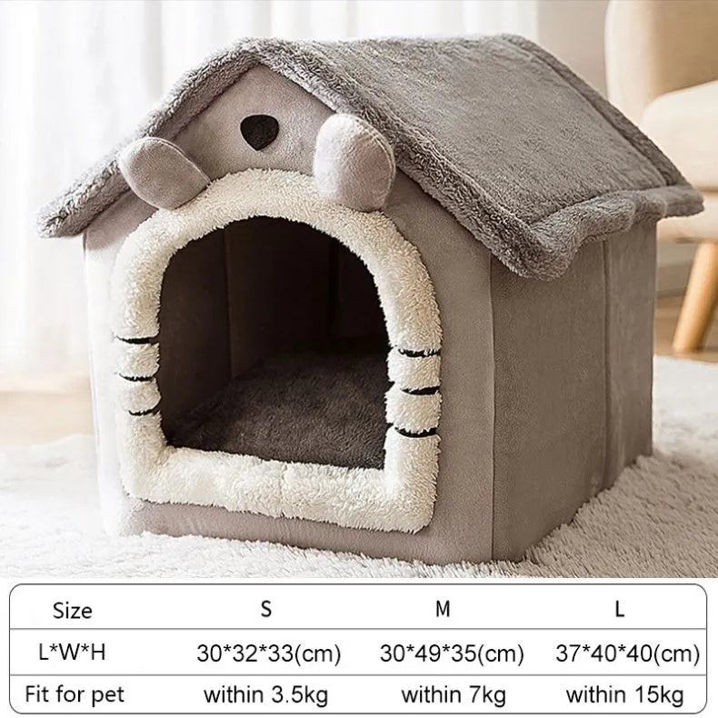 Soft Cat Bed Deep Sleep House Dog Cat Winter House Removable Cushion Enclosed Pet Tent For Kittens Puppy Cama Gato Supplies