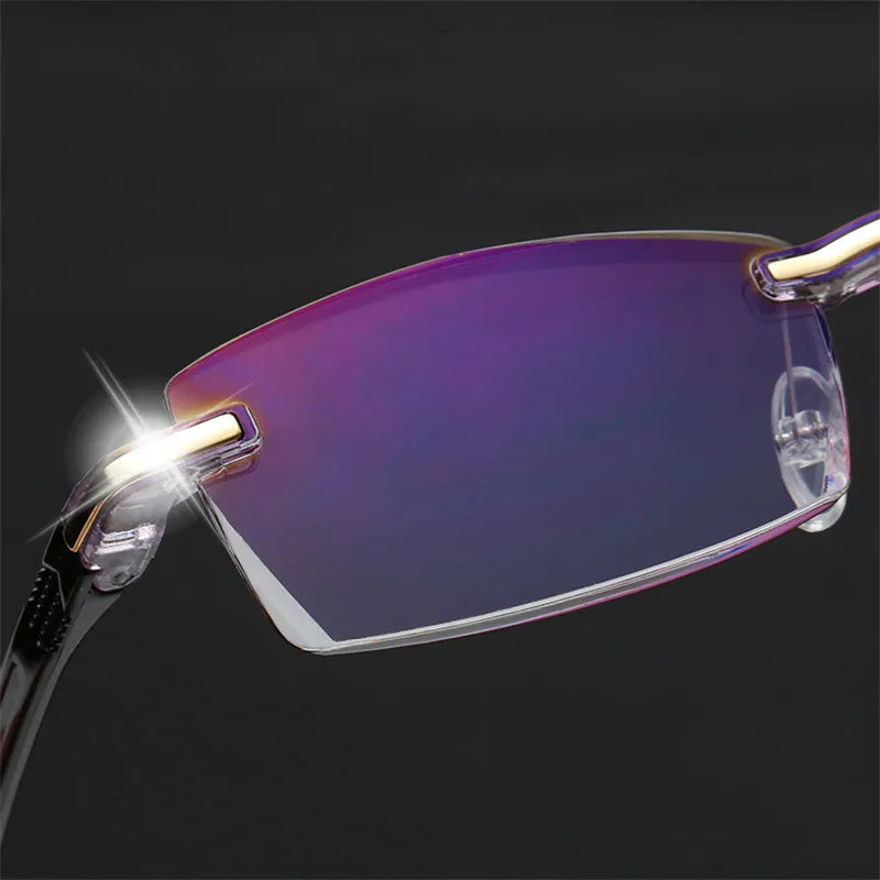 Reading Glasses Men Anti Blue Rays Presbyopia Goggles Women Vintage Rimless Eyewear Diopter +1.0 1.5 2.0 2.5 3.0 3.5 4.0