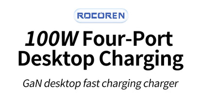 Rocoren GaN 100W Desktop Charger Quick Charge 4.0 QC 3.0 PD USB-C Type C USB Fast Charging For MacBook Pro Samsung iPhone Laptop