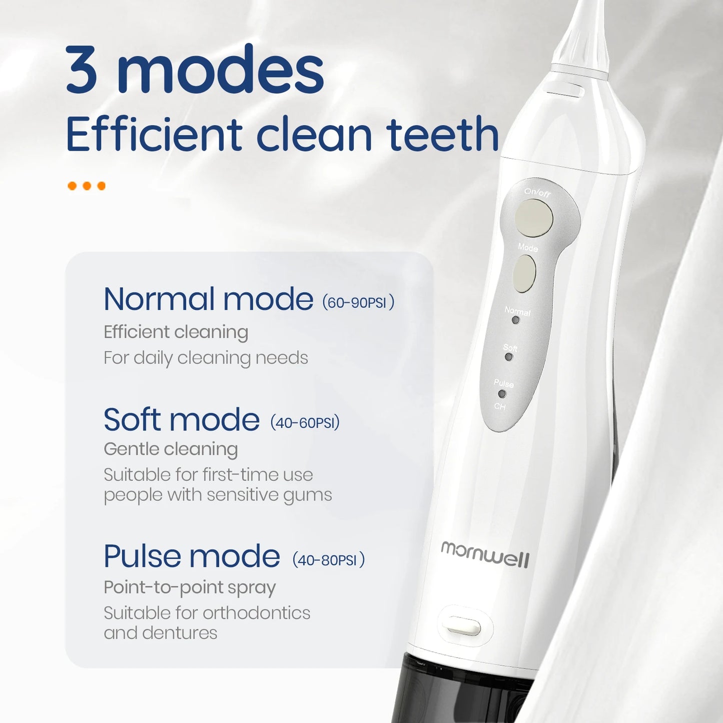 Oral Irrigator USB Rechargeable Water Flosser Portable Dental Water Jet 300ML Water Tank Waterproof Teeth Cleaner