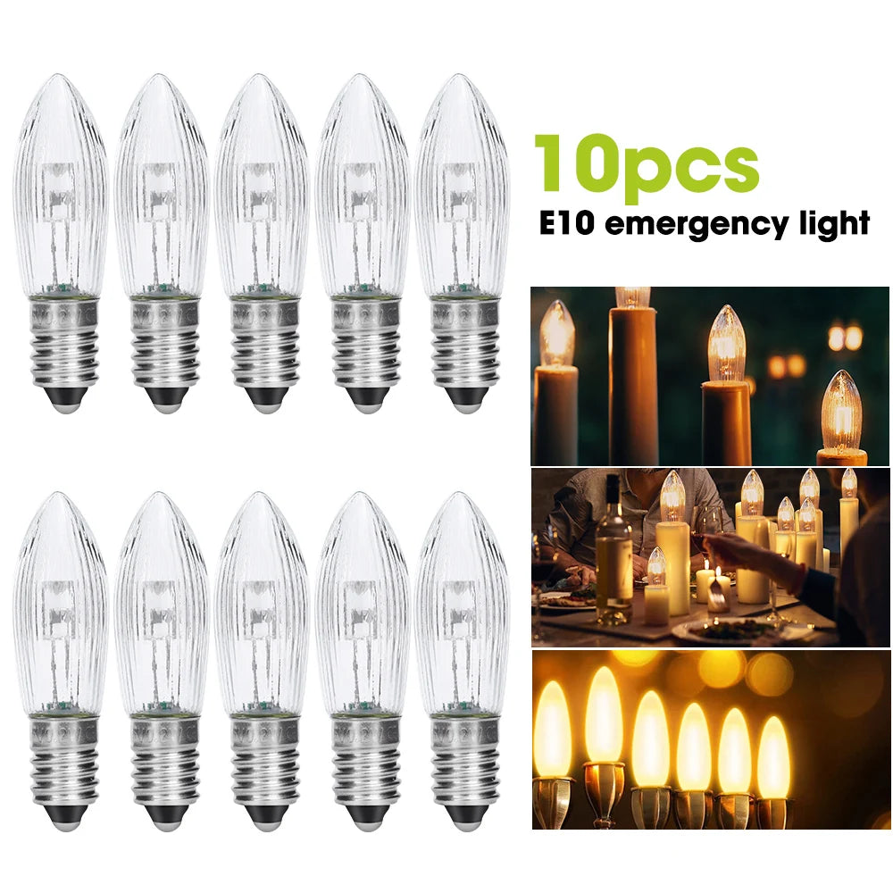 10Pcs E10 LED Bulbs Warm Light Replacement Lamp Bulbs for Light Chains 10V-55V AC Bathroom Kitchen Lamps Bulb Decoration Bulbs