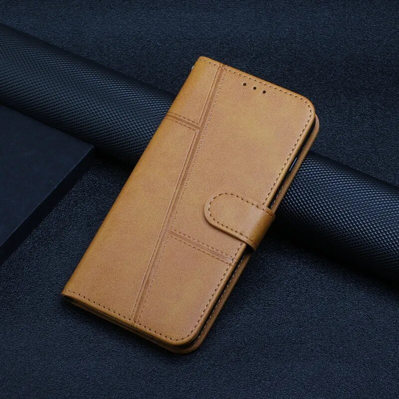 Wallet Flip Cowhide Pattern Anti Drop Leather Cover For Xiaomi Redmi 12 12C 10 10A 9T Note 12 12S 12 Pro Plus 11S 10 Pro 9 Pro Coffee