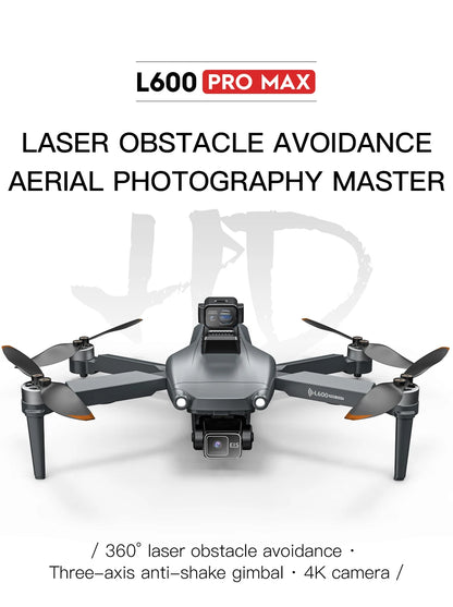 L600 PRO MAX Drone 4K Three-Axis PTZ HD Dual Camera Laser Obstacle Avoidance Brushless Motor GPS 5G WIFI RC FPV Quadcopter Toys