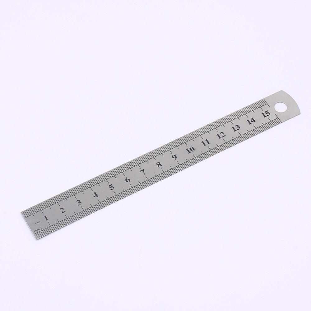 1PCS 15cm 6 Inch Ruler Precision Stainless Steel Metal Ruler Double-sided Learning Office Stationery Writing Supplies Default Title