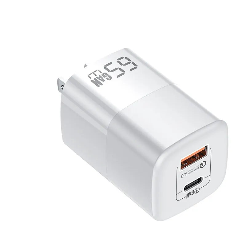 KUULAA 65W GaN Charger Quick Charge 4.0 3.0 Type C PD USB Charger for IPhone15 14 13 Pro Max Fast Charger For Laptop PD Charger US White