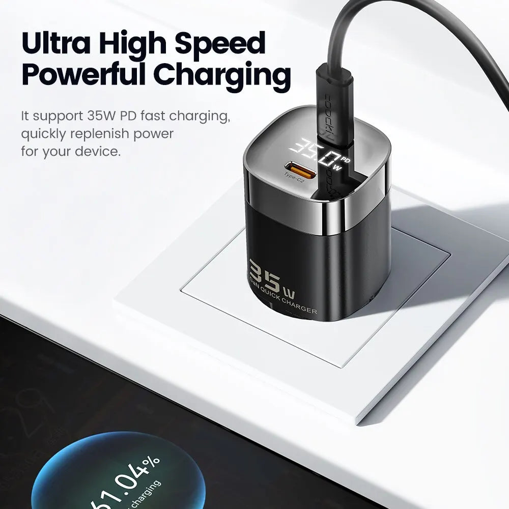 Toocki 35W USB Phone Charger GaN USB Type C Quick Charge PD3.0 High Speed Charger Korea EU Plug for Laptop Xiaomi iPhone 13 12