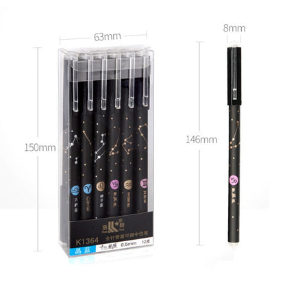 3Pcs/Set Constellation Erasable Gel Pens for School Office Writing Tools Kawaii Neutral Pen Stationery Gift 0.5mm Black Blue Ink