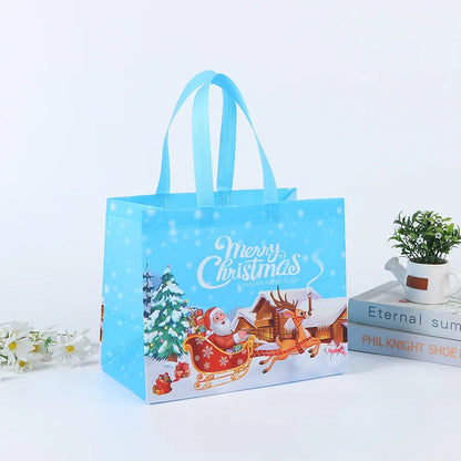 Merry Christmas Gift Bags Non-woven Santa Claus Snowman Handbag Xmas Holiday Party Supplies 2024 New Year Candy Gift Packaging