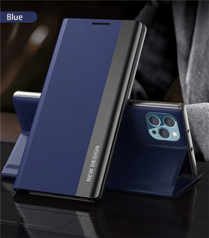 Flip Leather Case For Xiaomi 11T 11Pro Redmi Note 12 5G 11 4G 10S 9S 8T Pro Max 10 POCO X5 Luxury Stand Book Cover Phone Coque Blue