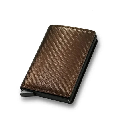 Credit Card Holder Men Wallet RFID Blocking Protected Aluminium Box PU leather Wallets with Money Clip Designer pasjeshouder Carbon Fiber Bronze