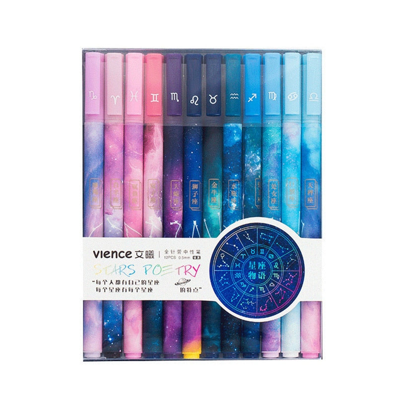 12Pcs/Set Starry Sky Constellation Series Gel Pen Kawaii Nature Pen Creative Gift Stationery School Office Supplies Wholesale