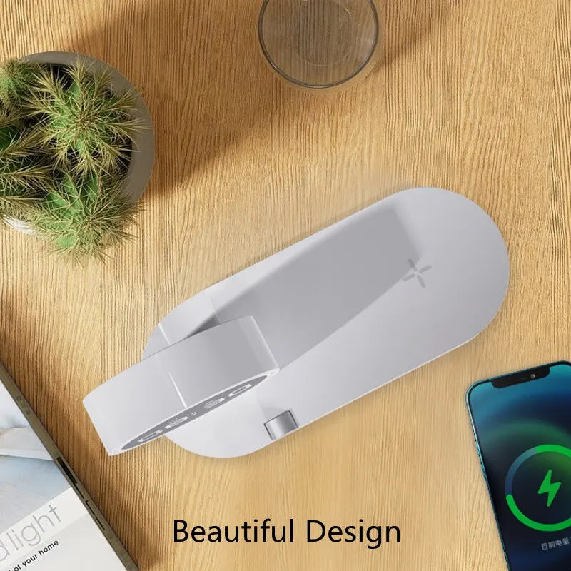 Multifunction Wireless Charger Pad Stand Alarm Clock LED Desk Lamp Night Light 15W Fast Charging Station Dock for iPhone Samsung