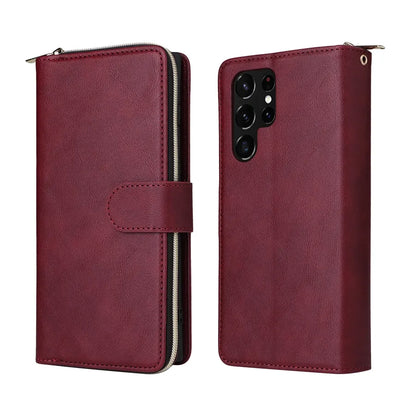 Wallet Luxury 9-Card Leather Case For Samsung Galaxy S23 Ultra S22 Ultra S21 Plus S20 FE S10 Lite S9 S8 Note 20 Ultra 10 Lite