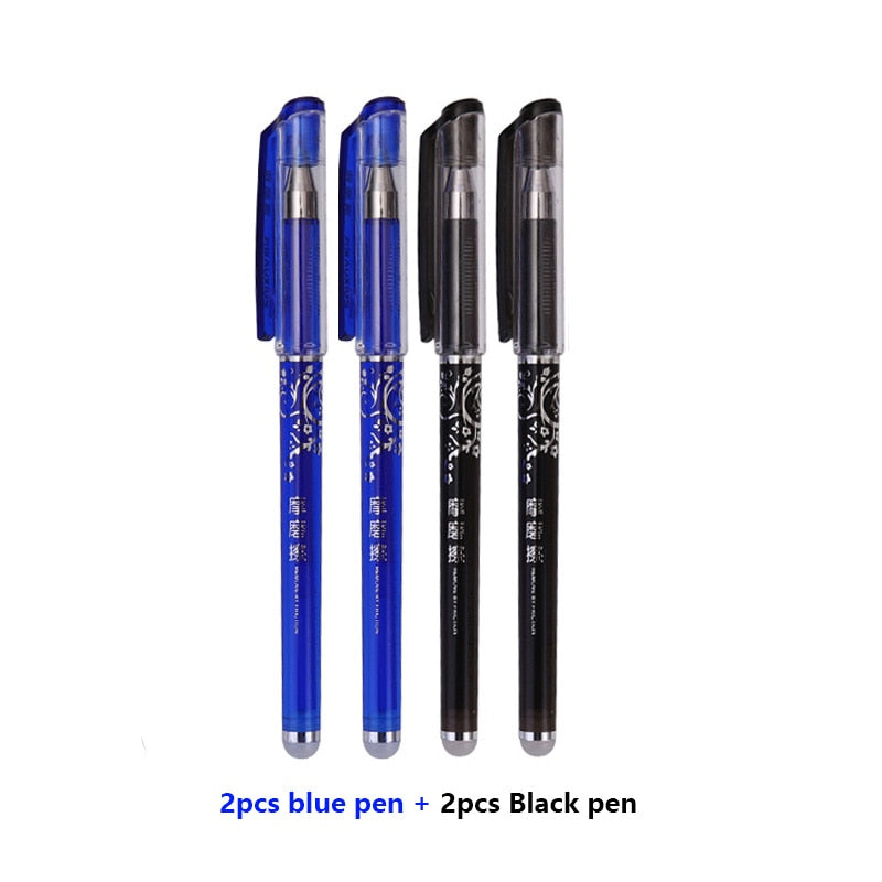 0.5mm Erasable Gel Pen Set Black Blue Red Ink Refill Rod Kawaii Pens Washable Handle School Office Supplies Writing Stationery 4Pcs Mix Color set