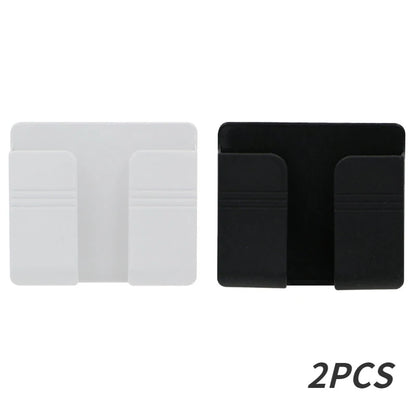 4/2/1Pcs Multifunction Punch Free Wall Mounted Storage Box Organizer TV Remote Control Mounted Mobile Phone Plug Charging Holder black white-2pcs