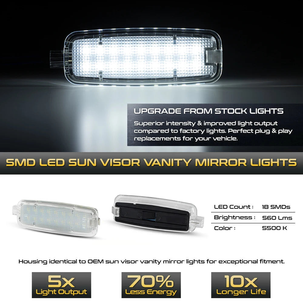 LED Interior Sun Visor Vanity Mirror Lamp Reading Light For Audi A4 B7 B8 A3 8P 8V A6 C6 C7 TT 8J A5 Q5 A8 S3 S4 A7 S5 RS6 S6 S8