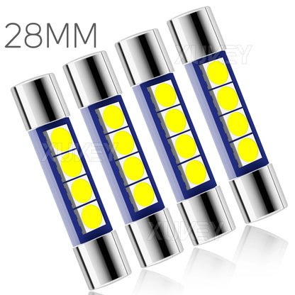 4 Pack 29 28mm LED Fuse 6614F 6612F TS-14V1CP LED Festoon Bulbs Car Interior Sun Visor Light Vanity Mirror Dome Lamp Replacement Default Title