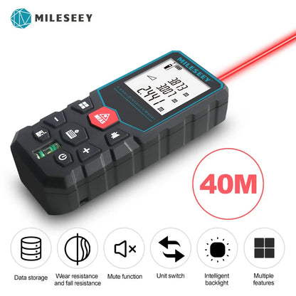 Mileseey Laser Distance Meter Electronic Roulette Laser Digital Tape Rangefinder Trena Metro Laser Range Finder Measuring Tape X5-40M