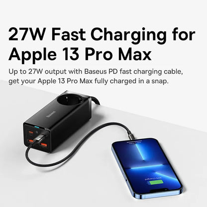 Baseus 100W GaN3 Pro USB Charger Desktop Power Strip Charging Station Type C PD QC Quick Charge 4.0 3.0 Fast Charging