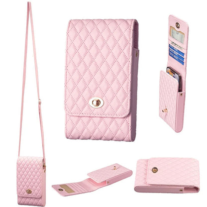 Wallet Small Fragrant Wind Bag With Shoulder Rope Case For iPhone Xiaomi Redmi Huawei OPPO VIVO Moto Google Nokia Realme Infinix Pink