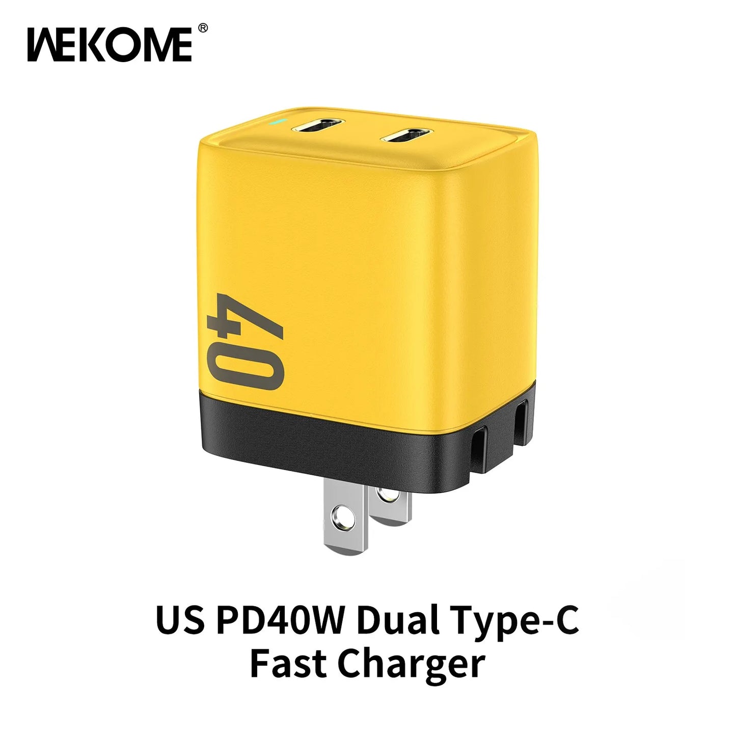 WEKOME GaN 40W/67W/100W Type C Charger Portable USB Charger Adapter QC4.0 PD PPS Fast Charging for iPhone Samsung Xiaomi Macbook US Yellow