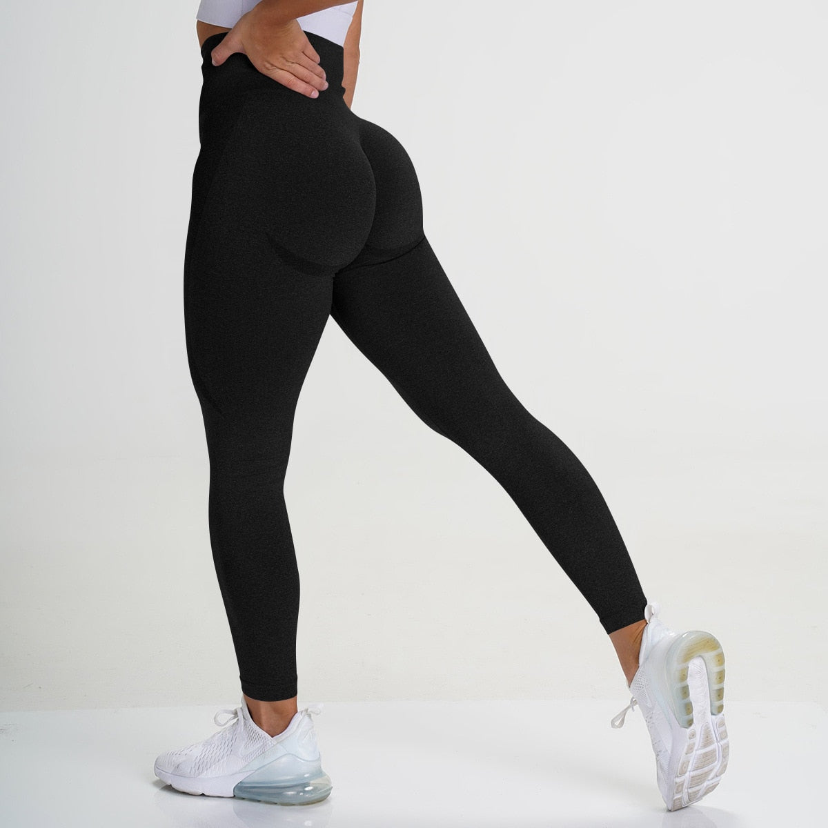 Seamless Leggings Women Sport Slim ShortsTights Fitness High Waist Women Clothing Gym Workout Pants Female Pants black