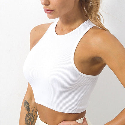 Seamless Rib-Knit Sleeveless Crop Top