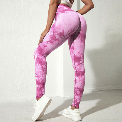 Seamless Tie Dye Leggings Women For Fitness Yoga Pants Push Up Workout Sports Legging High Waist Tights Gym Ladies Clothing Purple