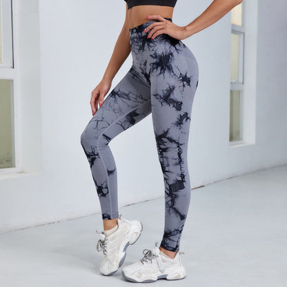 Seamless Tie Dye Leggings Women For Fitness Yoga Pants Push Up Workout Sports Legging High Waist Tights Gym Ladies Clothing Gray