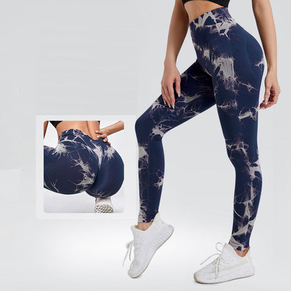 Seamless Tie Dye Leggings Women For Fitness Yoga Pants Push Up Workout Sports Legging High Waist Tights Gym Ladies Clothing Pblue