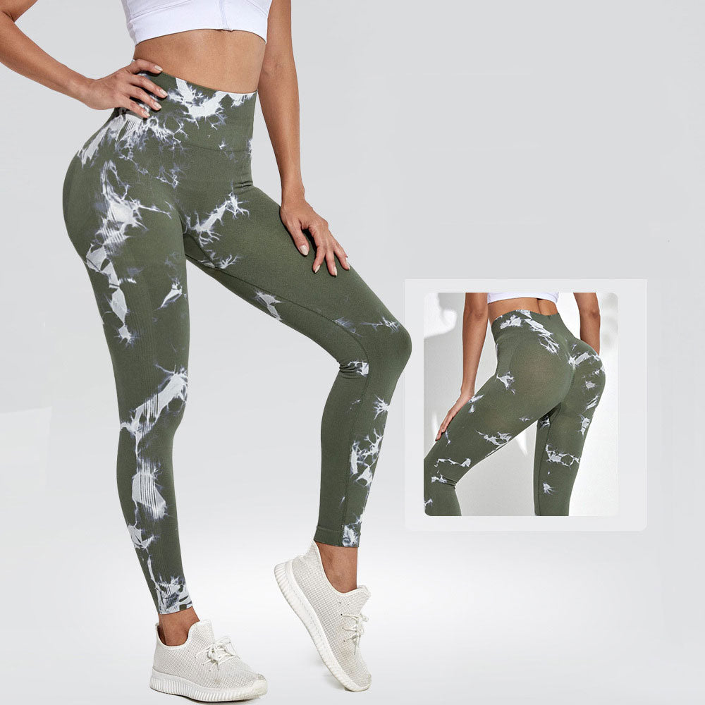 Seamless Tie Dye Leggings Women For Fitness Yoga Pants Push Up Workout Sports Legging High Waist Tights Gym Ladies Clothing Wgreen