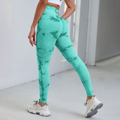 Seamless Tie Dye Leggings Women For Fitness Yoga Pants Push Up Workout Sports Legging High Waist Tights Gym Ladies Clothing Green