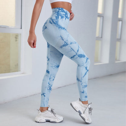 Seamless Tie Dye Leggings Women For Fitness Yoga Pants Push Up Workout Sports Legging High Waist Tights Gym Ladies Clothing Sblue