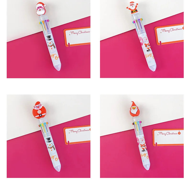 1 Pcs Cute Christmas 10 Colors Chunky Ballpoint Pen Kawaii 0.5mm Rollerball Pens School Office Writing Supply Gift Stationery