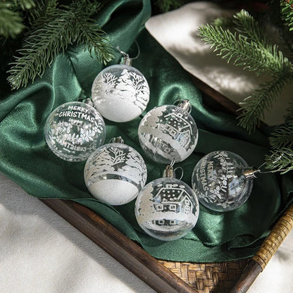 6Pcs/box 6cm Transparent Painting Christmas Ball New Year Xmas Tree Ornaments Decoration for Home 2023 Noel Navidad Gifts