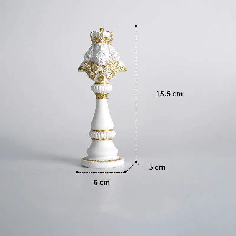 Resin Handicraft Chess Golden King Abstract Portrait Sculpture Chess Piece Decorative Figurines Room Decoration Accessories