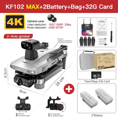 New KF102 MAX Drone 4K Brushless With Professional HD Camera 2-Axis GPS Fpv RC Quadcopter Helicopters Drones Toys For Boys KF102 MAX 2B Bag 32G CHINA