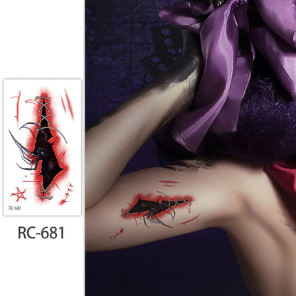 Halloween Waterproof Temporary Tattoos Paper For Men Women Boy Scar Wound Realistic Blood Injury Fash Tattoo Sticker RC-681