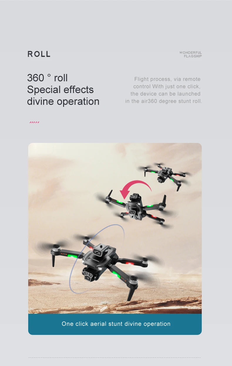 M1s Mini Drone 4k Profesional Three HD Camera Obstacle Avoidance Aerial Photography Brushless Motor Foldable Rc Quadcopter Toys