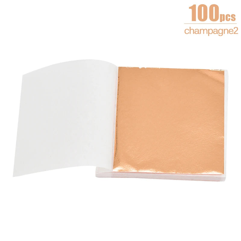 100/200 Sheets Imitation Gold Silver Foil Paper Leaf Gilding DIY Art Craft Paper Birthday Party Wedding Cake Dessert Decorations 100pcs champagne2